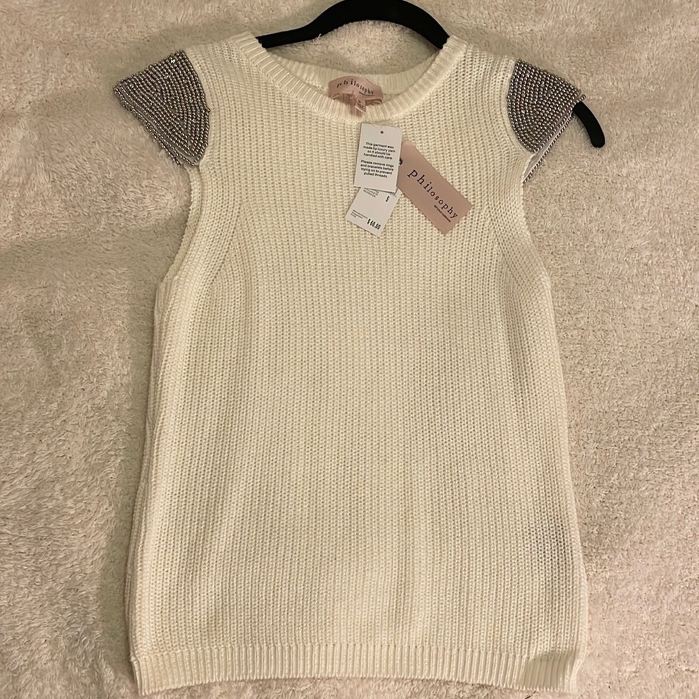 New w/ Tags Philosophy Beaded Shoulder Knit Top